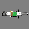 4mm Clip & Key Ring W/ Full Color Flag of Turkmenistan Key Tag